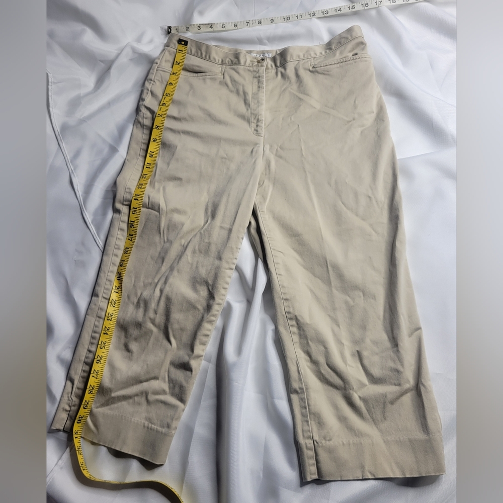 Jones New York Womens Cropped Capri Pants Size 14 Beige Khaki Stretch Sport.Ch